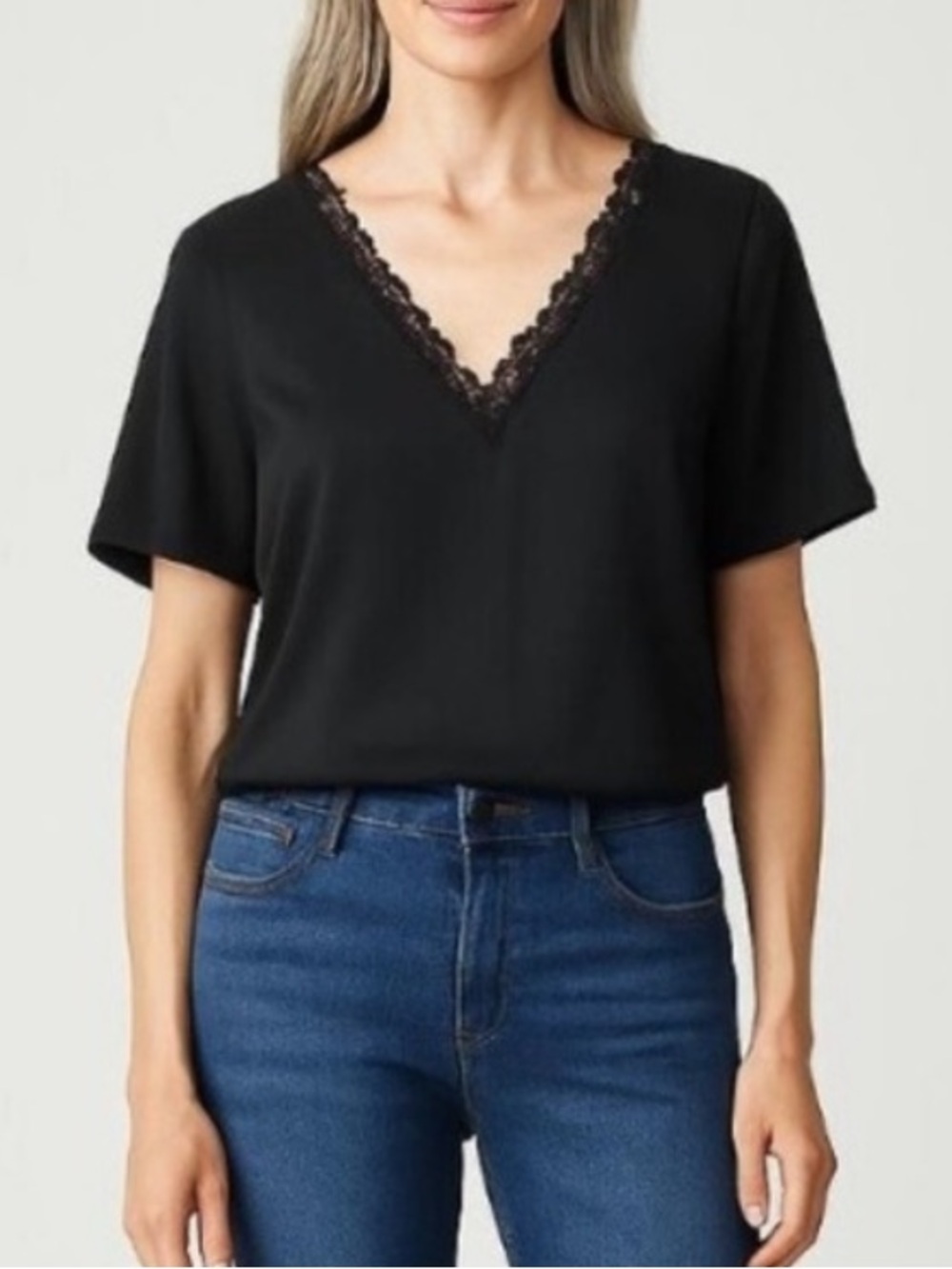 NWT JOIE Satin Blouse with Lace Trim